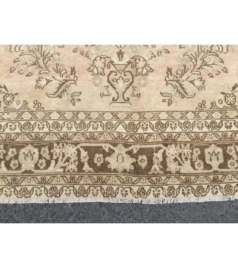 10x13 woven wool rug, beige brown rug, , Vintage Rug, 9'7 X 12'6 faded rug