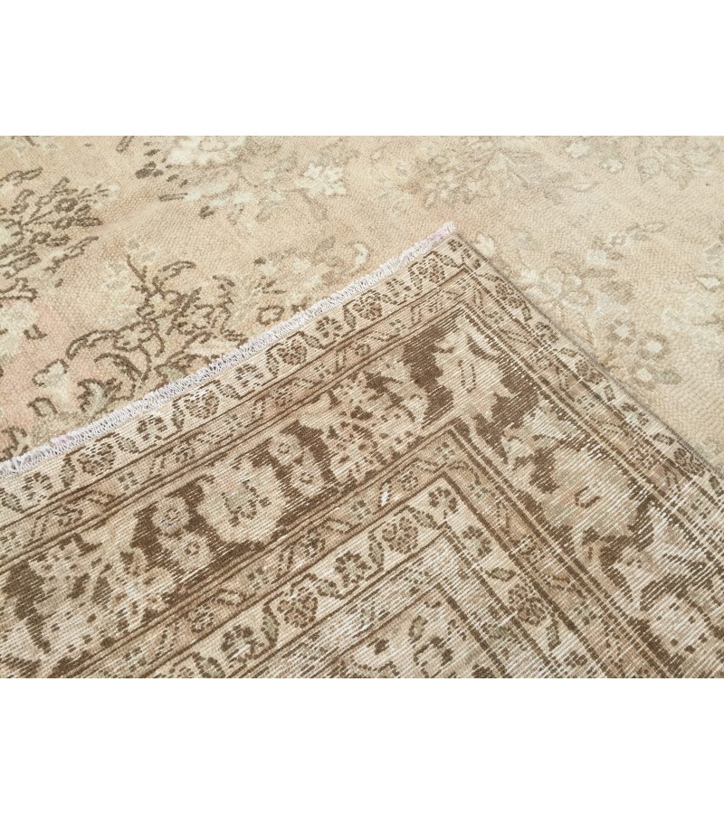 10x13 woven wool rug, beige brown rug, , Vintage Rug, 9'7 X 12'6 faded rug