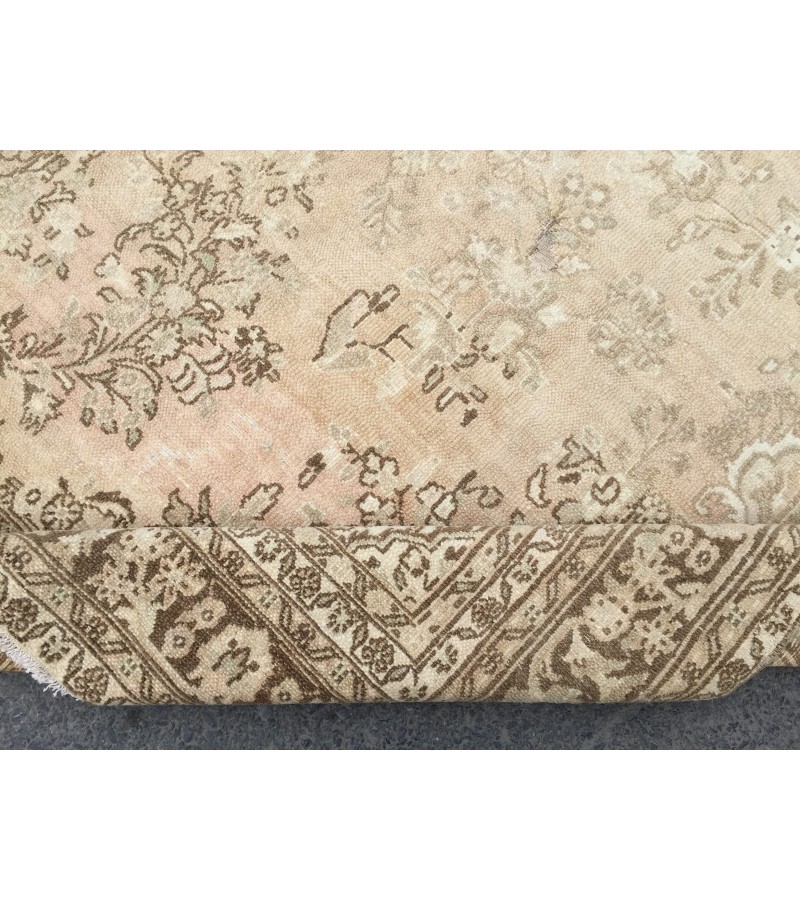 10x13 woven wool rug, beige brown rug, , Vintage Rug, 9'7 X 12'6 faded rug