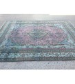 10x13 oversize handmade rug, Vintage Pink Teal Rug , 10' X 13'1 Retro rug , Nomadic rug