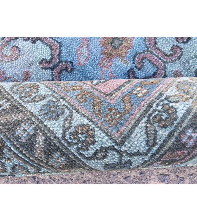 10x13 oversize handmade rug, Vintage Pink Teal Rug , 10' X 13'1 Retro rug , Nomadic rug