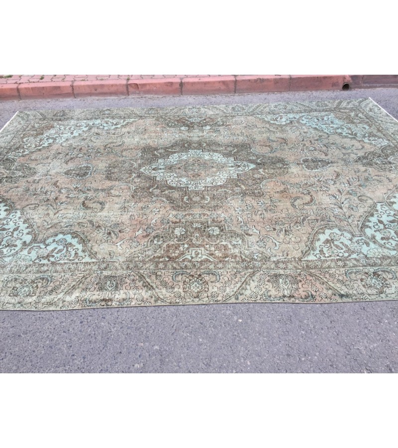 9x14 distressed woven rug, wool area rug, dining room rug, 9'4 X 13'8 Persian Rug