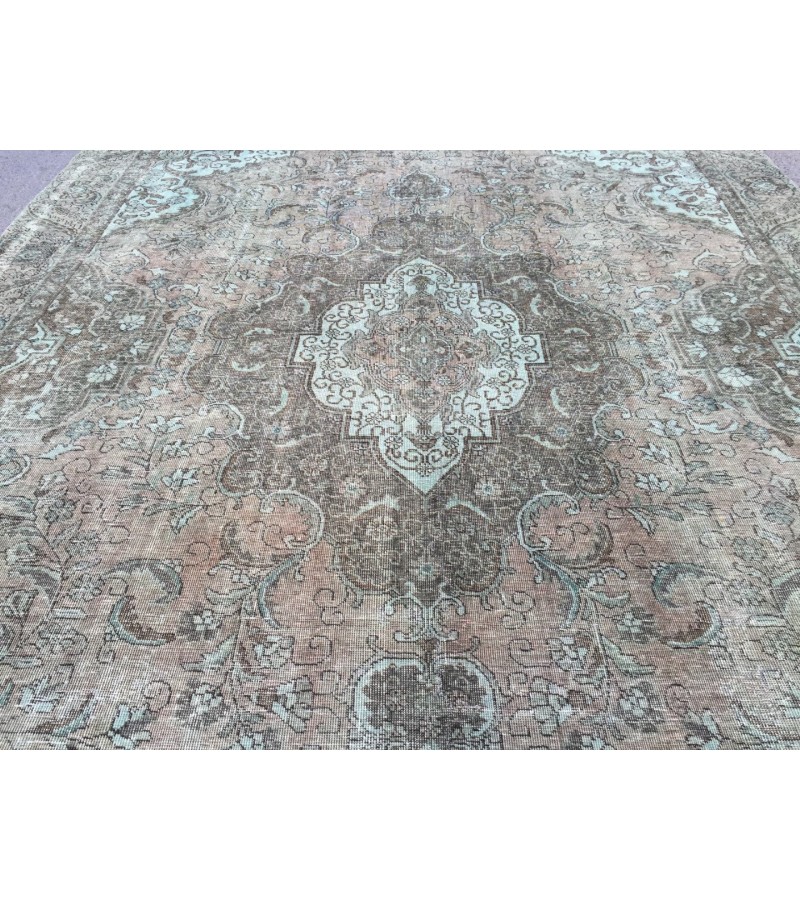 9x14 distressed woven rug, wool area rug, dining room rug, 9'4 X 13'8 Persian Rug