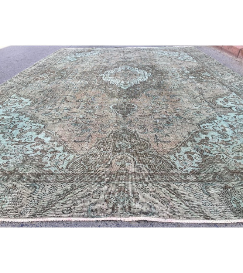 9x14 distressed woven rug, wool area rug, dining room rug, 9'4 X 13'8 Persian Rug