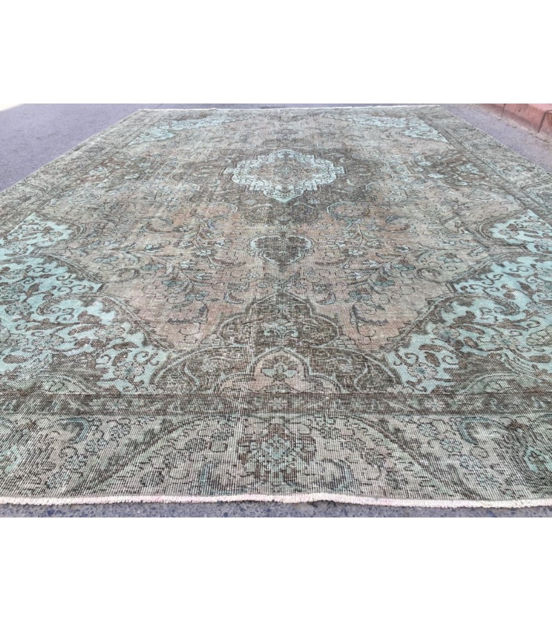9x14 distressed woven rug, wool area rug, dining room rug, 9'4 X 13'8 Persian Rug