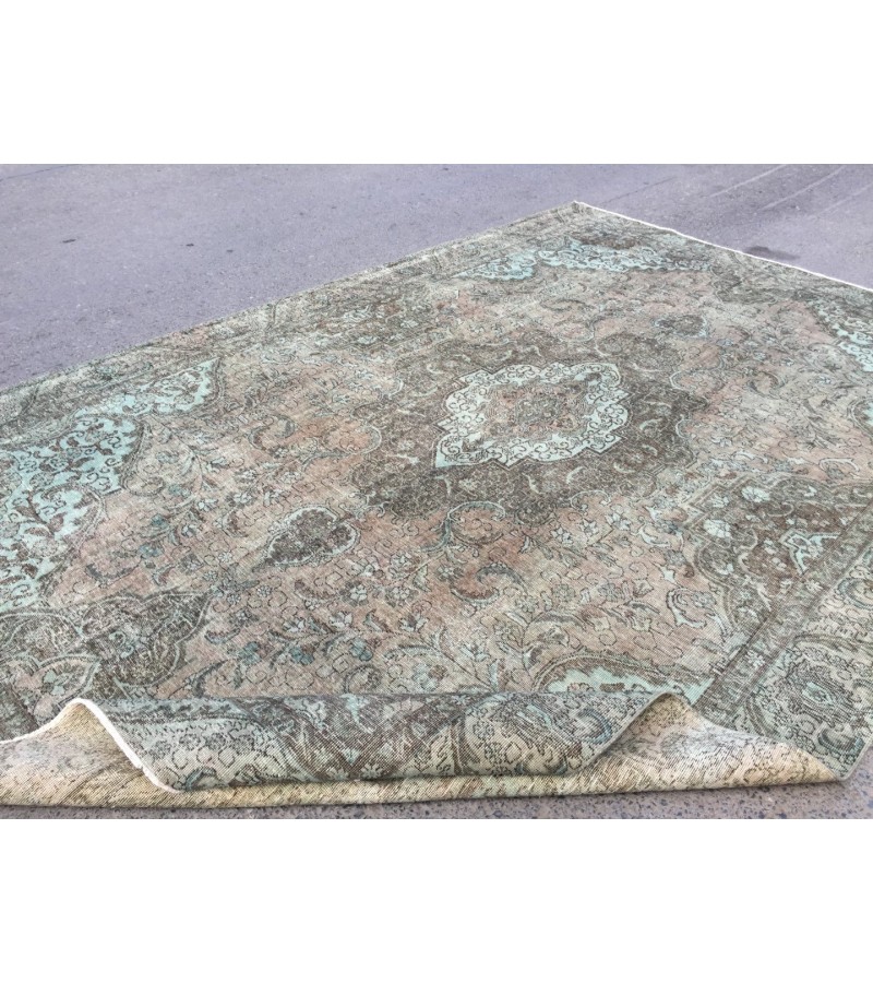 9x14 distressed woven rug, wool area rug, dining room rug, 9'4 X 13'8 Persian Rug