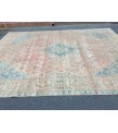 10x13 Geometric Vintage rug for living room, Area rug, pastel red rug, 9'6 X 12'6 Bedroom rug