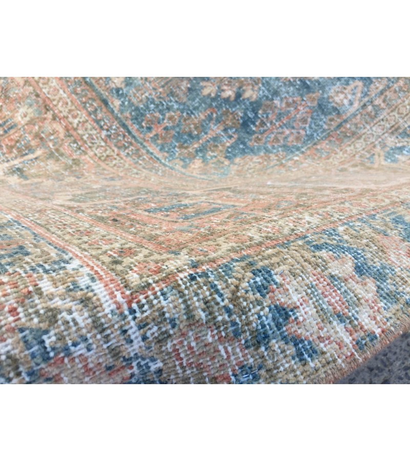 10x13 Geometric Vintage rug for living room, Area rug, pastel red rug, 9'6 X 12'6 Bedroom rug