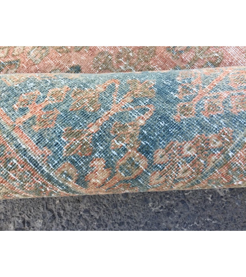 10x13 Geometric Vintage rug for living room, Area rug, pastel red rug, 9'6 X 12'6 Bedroom rug