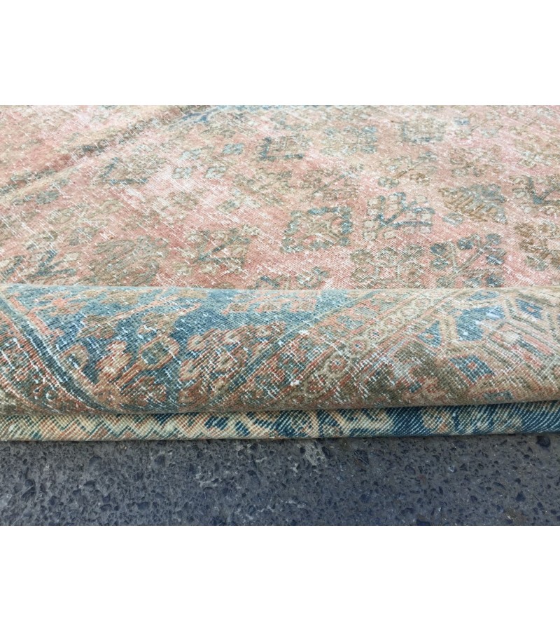 10x13 Geometric Vintage rug for living room, Area rug, pastel red rug, 9'6 X 12'6 Bedroom rug