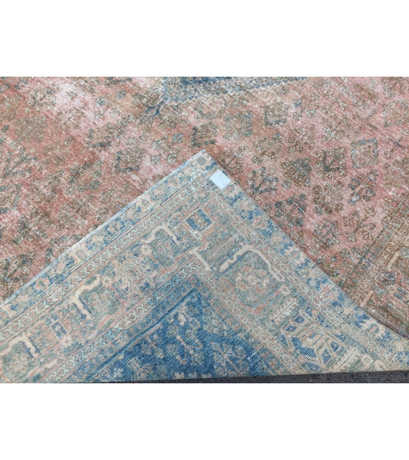 10x13 Geometric Vintage rug for living room, Area rug, pastel red rug, 9'6 X 12'6 Bedroom rug