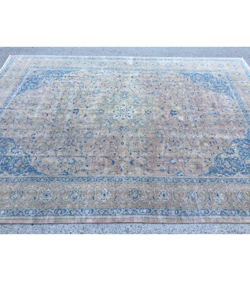 10x13 hand knotted rug, retro area rug, dining room rug, 9'6 X 13' Pastel Rug