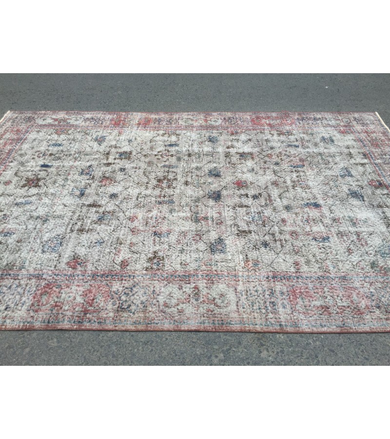 7x11 distressed rug for living room, dining room rug, vintage rug, 6'11 X 10'6 area rug