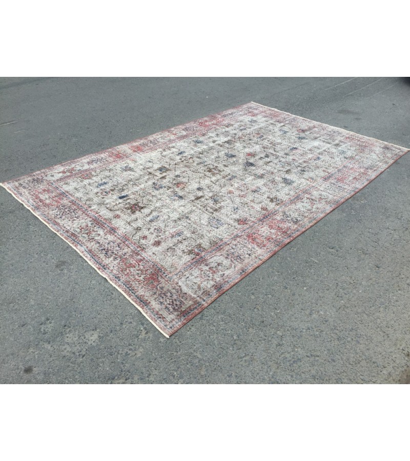 7x11 distressed rug for living room, dining room rug, vintage rug, 6'11 X 10'6 area rug