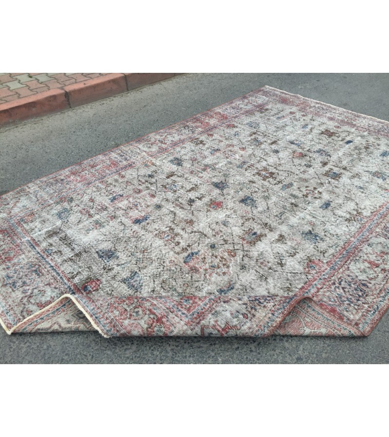 7x11 distressed rug for living room, dining room rug, vintage rug, 6'11 X 10'6 area rug