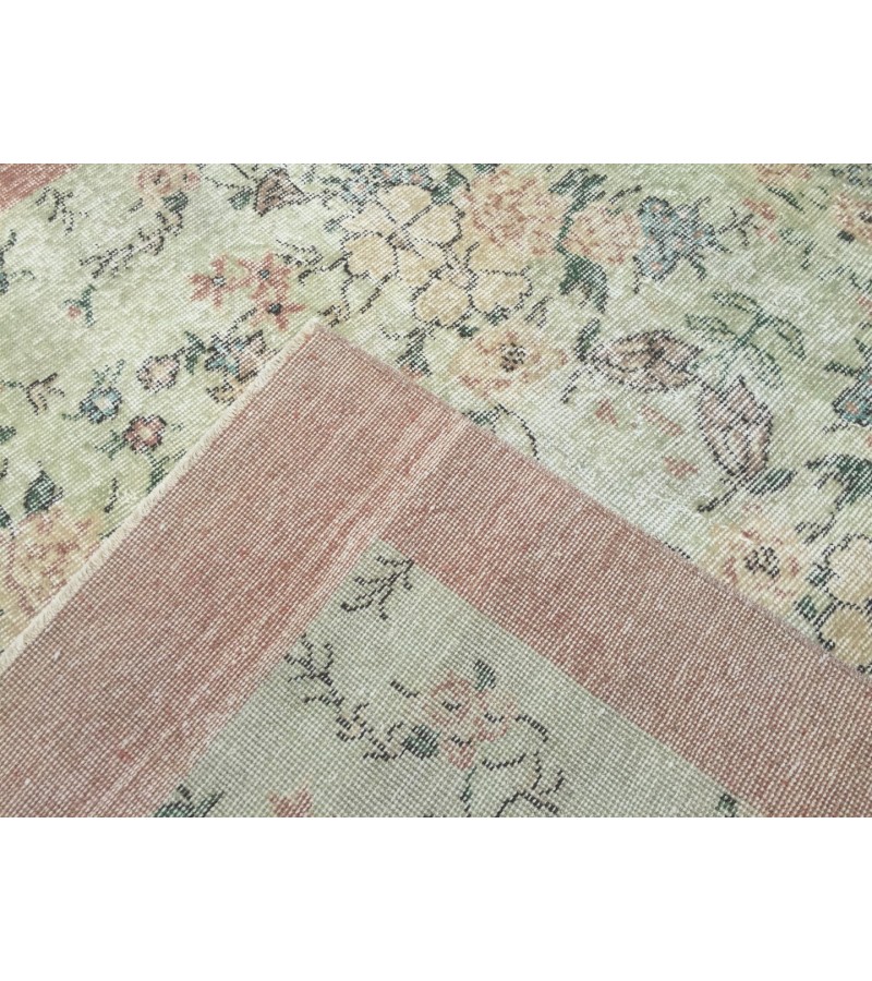 5x8 floral pastel green rug , handmade woven rug, 4'9 X 8'2 Living room rug