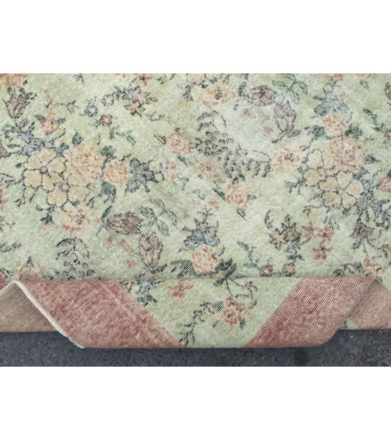 5x8 floral pastel green rug , handmade woven rug, 4'9 X 8'2 Living room rug