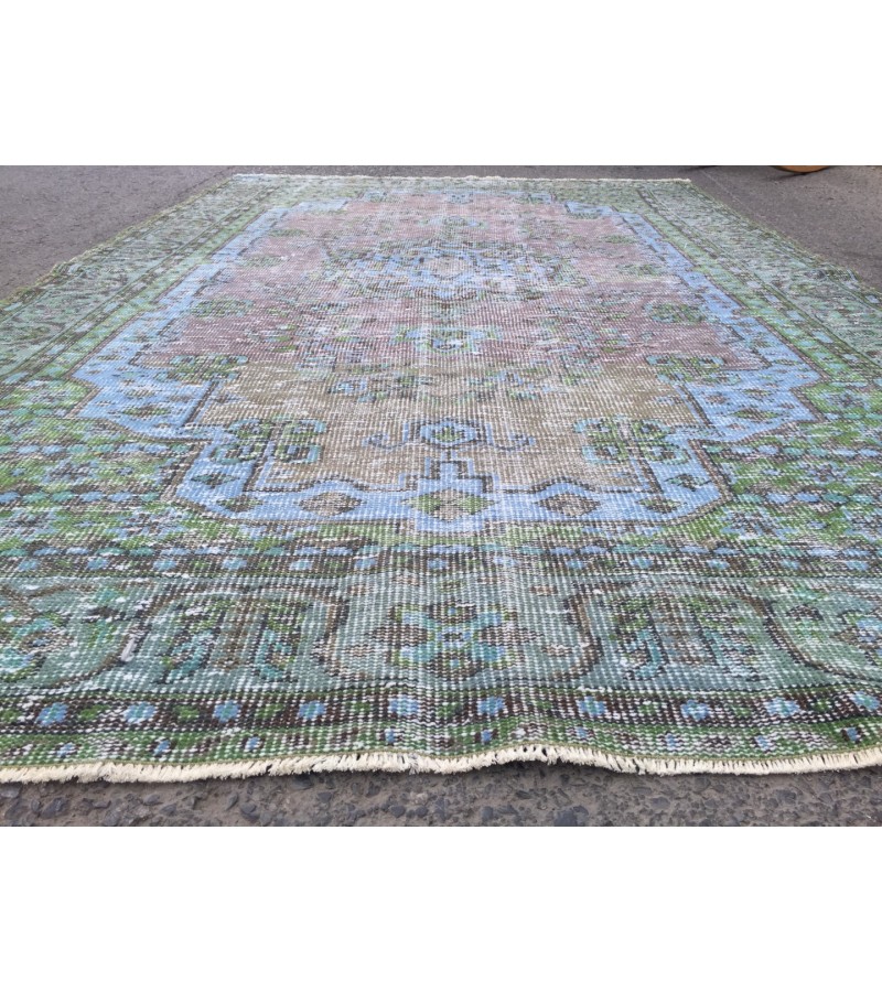 6x10 rainbow distressed rug, hand knotted Turkish rug, rug for living room, 6'2 X 10' area rug