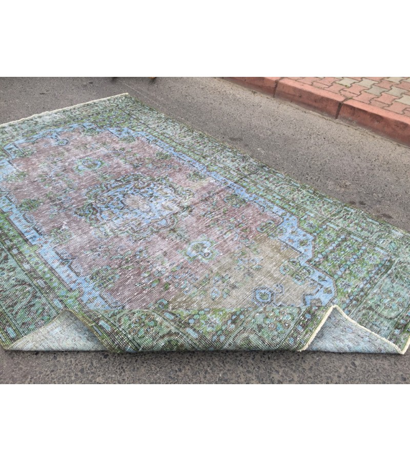 6x10 rainbow distressed rug, hand knotted Turkish rug, rug for living room, 6'2 X 10' area rug