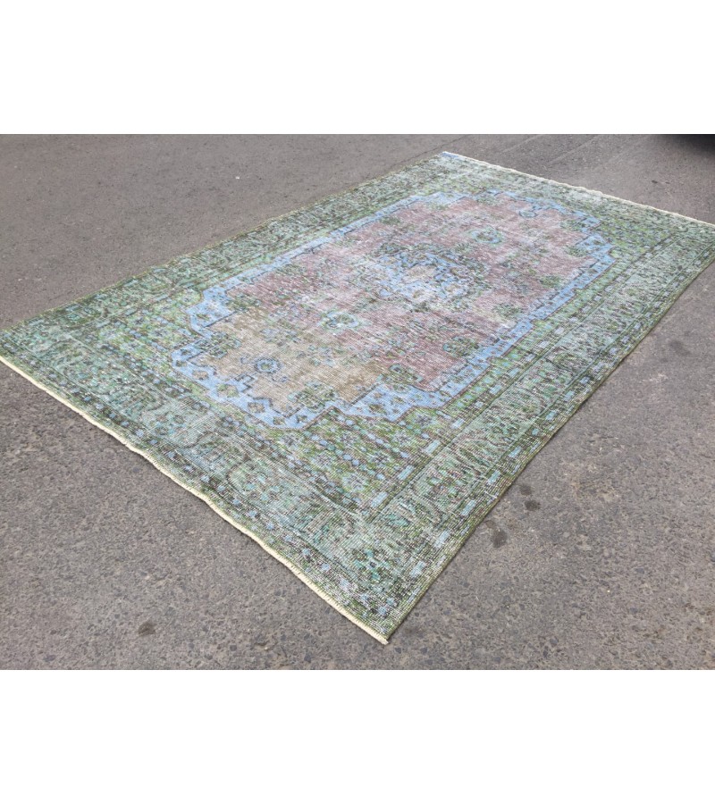 6x10 rainbow distressed rug, hand knotted Turkish rug, rug for living room, 6'2 X 10' area rug