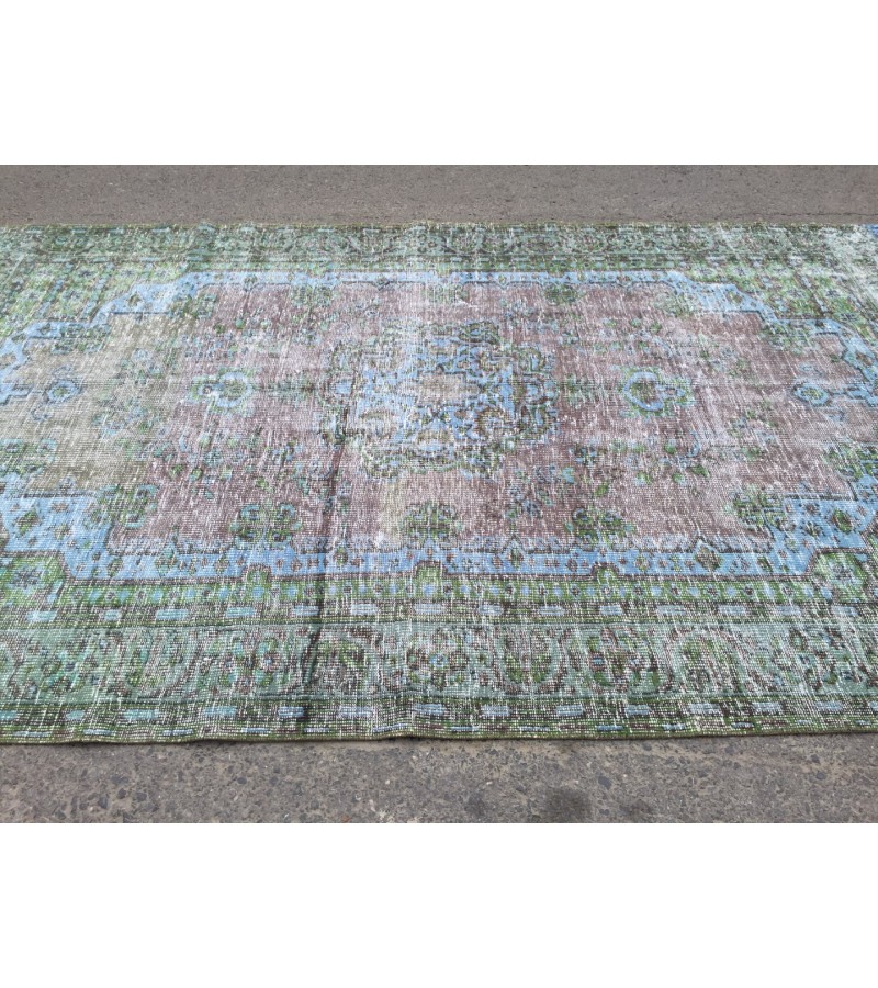 6x10 rainbow distressed rug, hand knotted Turkish rug, rug for living room, 6'2 X 10' area rug