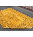 5x9 retro bedroom rug , dining room rug, 5'5 X 9' yellow brown rug