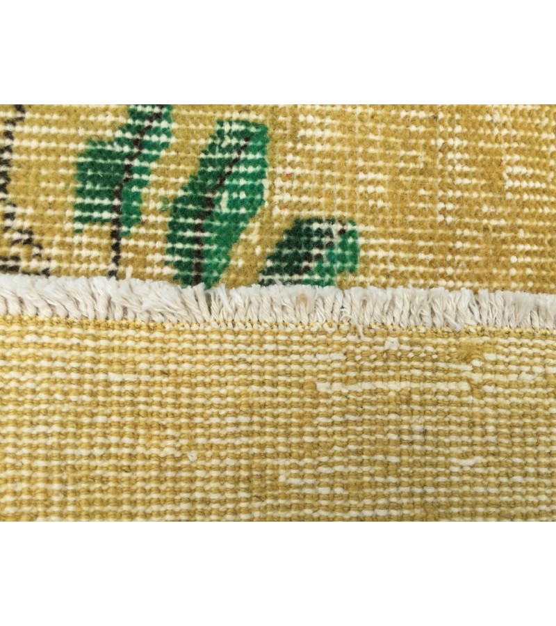 7x11 handmade yellow green rug, , Vintage rug , 7'1 X 10'10 Bedroom Rug , Turkish Rug