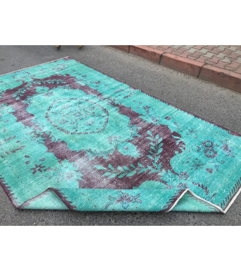 6x10 distressed teal area rug, teal Rug, 6' X 10' Living Room Rug, Oriental rug