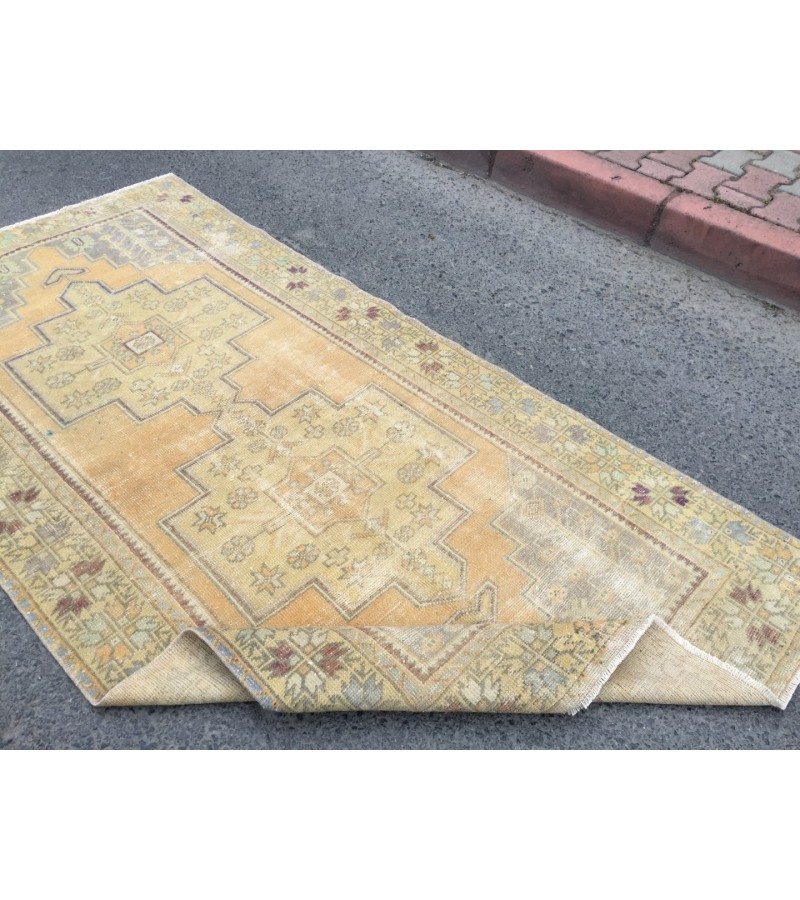 4x8 retro entryway rug, geometric kitchen rug, 3'11 X 8'1 Handmade rug