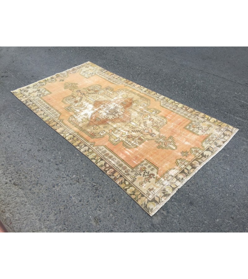 4x8 rustic dining room rug, orange kitchen rug,4'2 X 7'10 Handmade rug