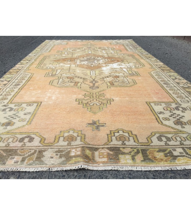 4x8 rustic dining room rug, orange kitchen rug,4'2 X 7'10 Handmade rug