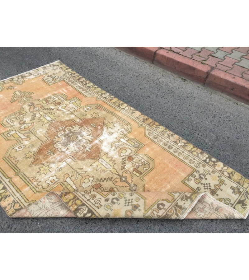4x8 rustic dining room rug, orange kitchen rug,4'2 X 7'10 Handmade rug