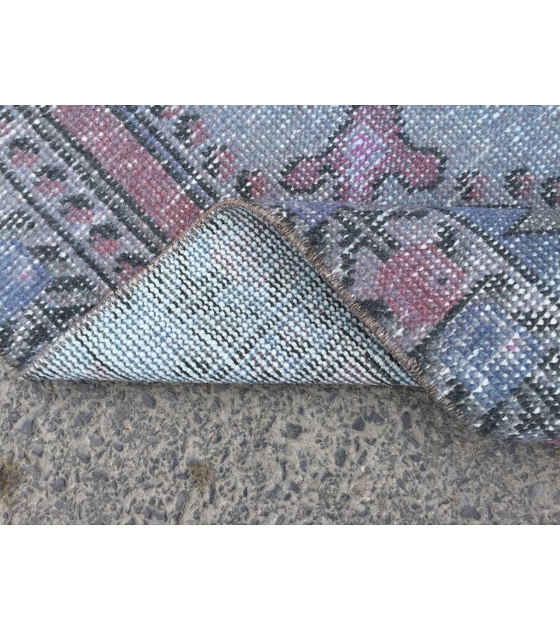 4x7 hand woven rug, vintage kitchen rug, Handmade rug , 3'10 X 7'4 blue pink rug