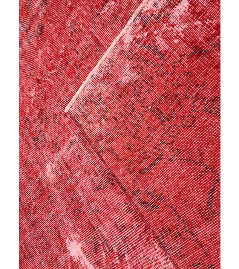 6x9 Red Living room rug, faded woven rug, 5'8 X 9'1 Turkish rug