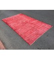 6x9 Red Living room rug, faded woven rug, 5'8 X 9'1 Turkish rug