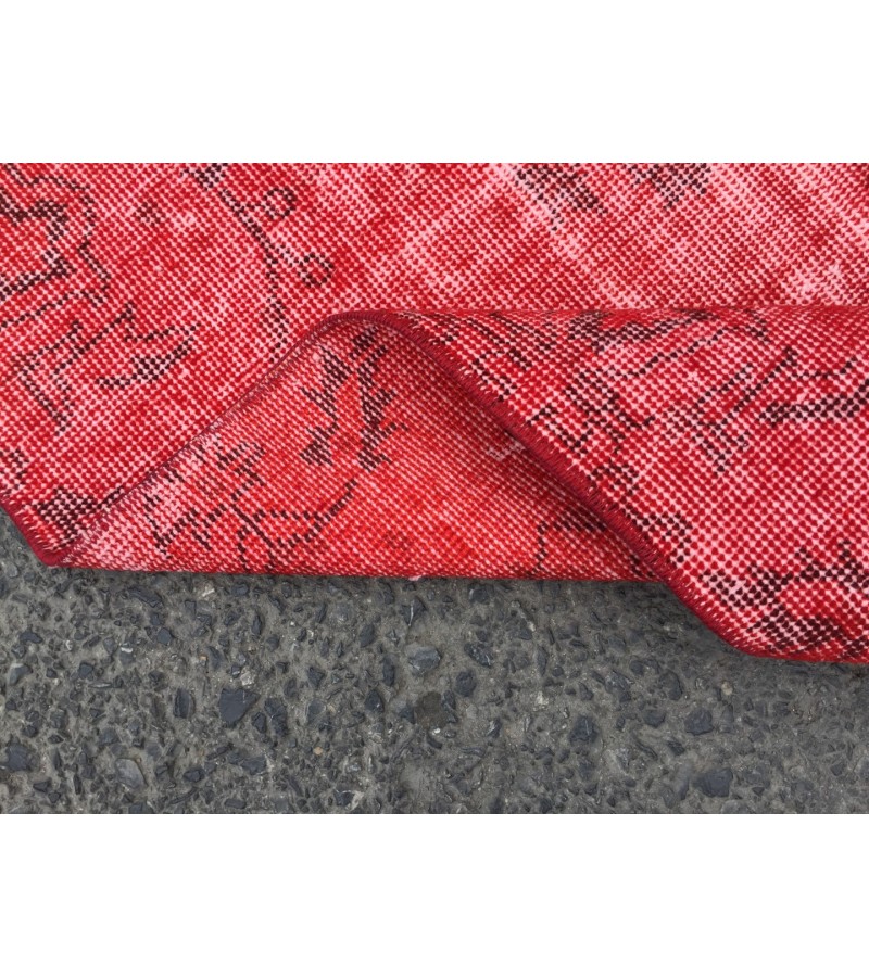 6x9 Red Living room rug, faded woven rug, 5'8 X 9'1 Turkish rug