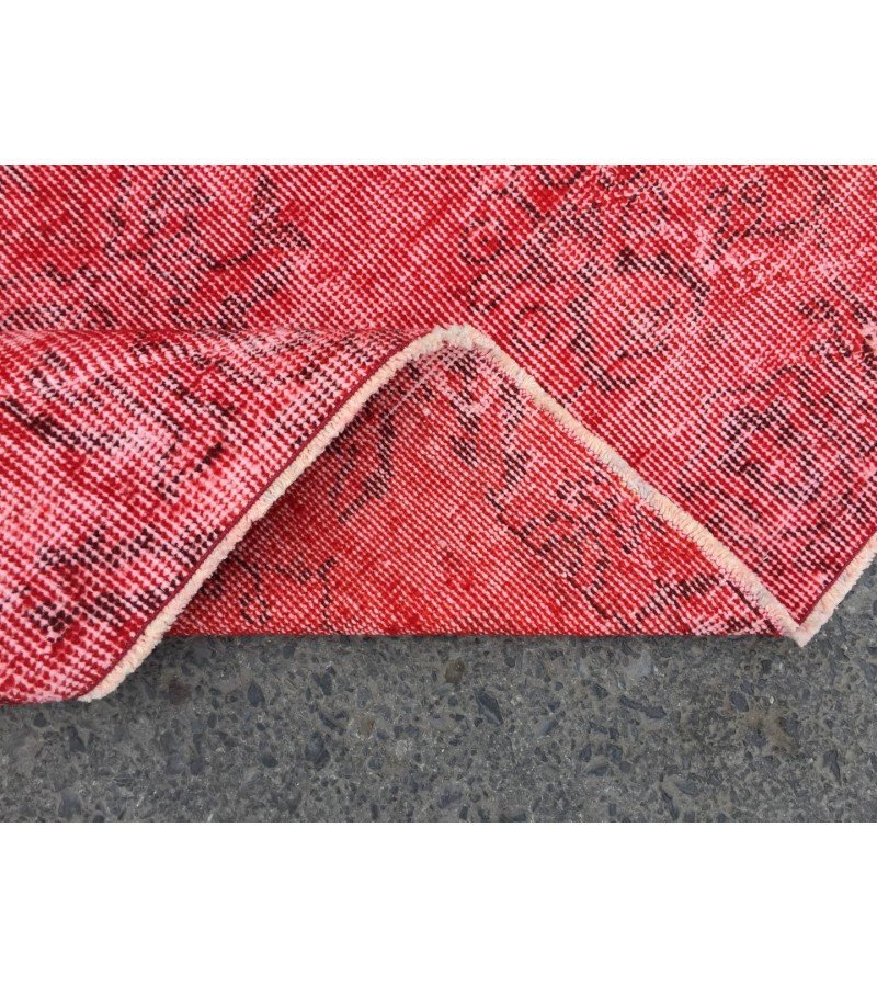 6x9 Red Living room rug, faded woven rug, 5'8 X 9'1 Turkish rug