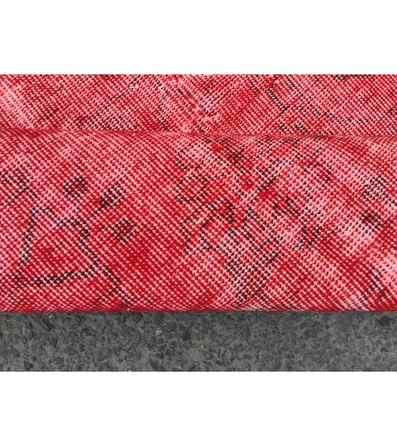 6x9 Red Living room rug, faded woven rug, 5'8 X 9'1 Turkish rug