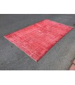 6x9 Red Living room rug, faded woven rug, 5'8 X 9'1 Turkish rug