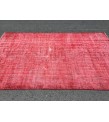 6x9 Red Living room rug, faded woven rug, 5'8 X 9'1 Turkish rug