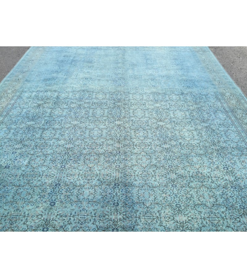9x13 Pastel Handmade Rug , oversize area rug , 8'9 X 13' living room rug , blue teal rug