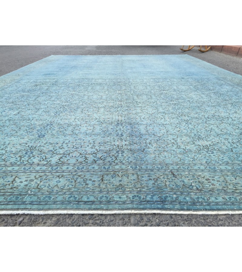 9x13 Pastel Handmade Rug , oversize area rug , 8'9 X 13' living room rug , blue teal rug