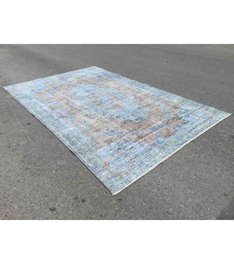 7x10 retro dining room rug, distressed rug, area rug, 6'9 X 10'1 wool rug