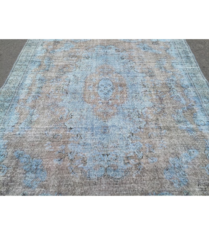 7x10 retro dining room rug, distressed rug, area rug, 6'9 X 10'1 wool rug