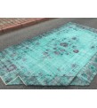 6x11 teal home decor rug, Turkish rug, 6'4 X 10'10 living room rug , Retro rugs