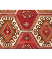 6x10 wool geometric area rug, modern boho red retro kilim, 5'7 X 9'6 Turkish home decor rug