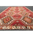 6x10 wool geometric area rug, modern boho red retro kilim, 5'7 X 9'6 Turkish home decor rug
