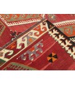 6x10 wool geometric area rug, modern boho red retro kilim, 5'7 X 9'6 Turkish home decor rug