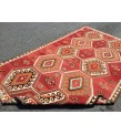 6x10 wool geometric area rug, modern boho red retro kilim, 5'7 X 9'6 Turkish home decor rug