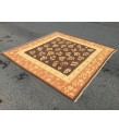8x8 square antique kilim, brown Romanian flat woven rug, 7'10 X 7'11 vintage kilim